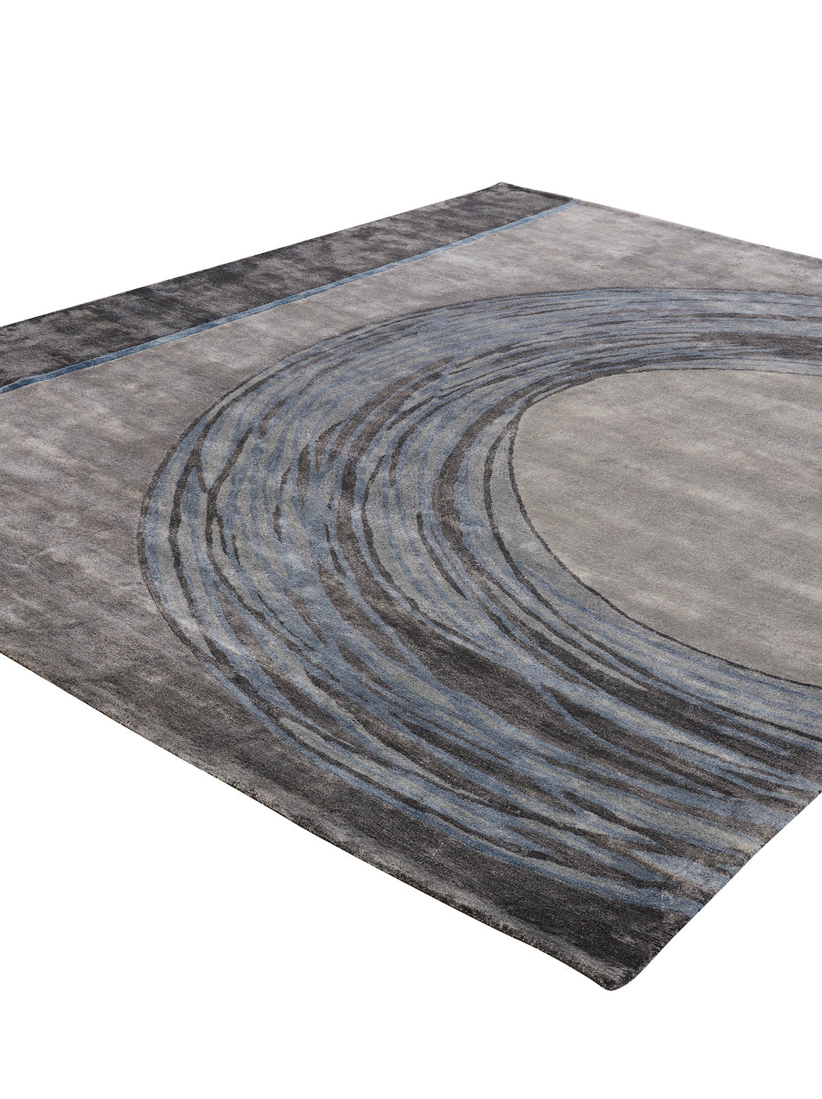 Luxury hand tufted carpet made from 100% Botanical Silk in blue color and 3' x 5' size