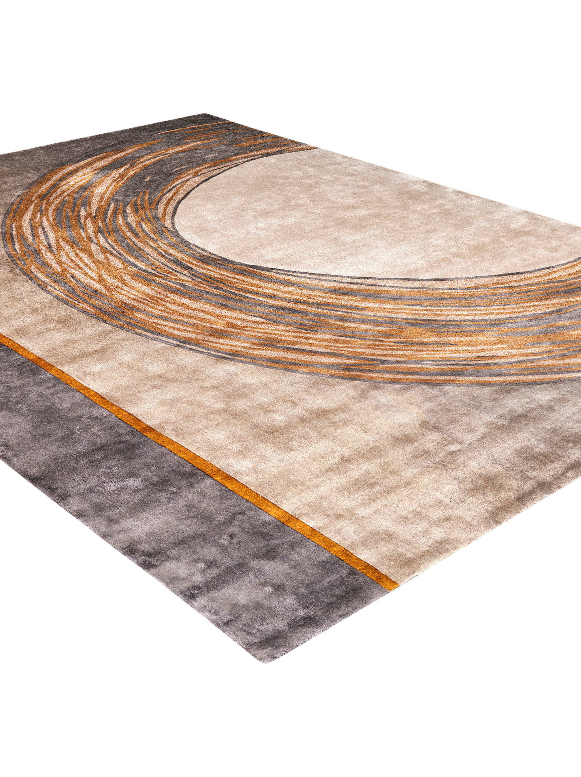Luxury hand tufted carpet made from 100% Botanical Silk in rust color and 3' x 5' size