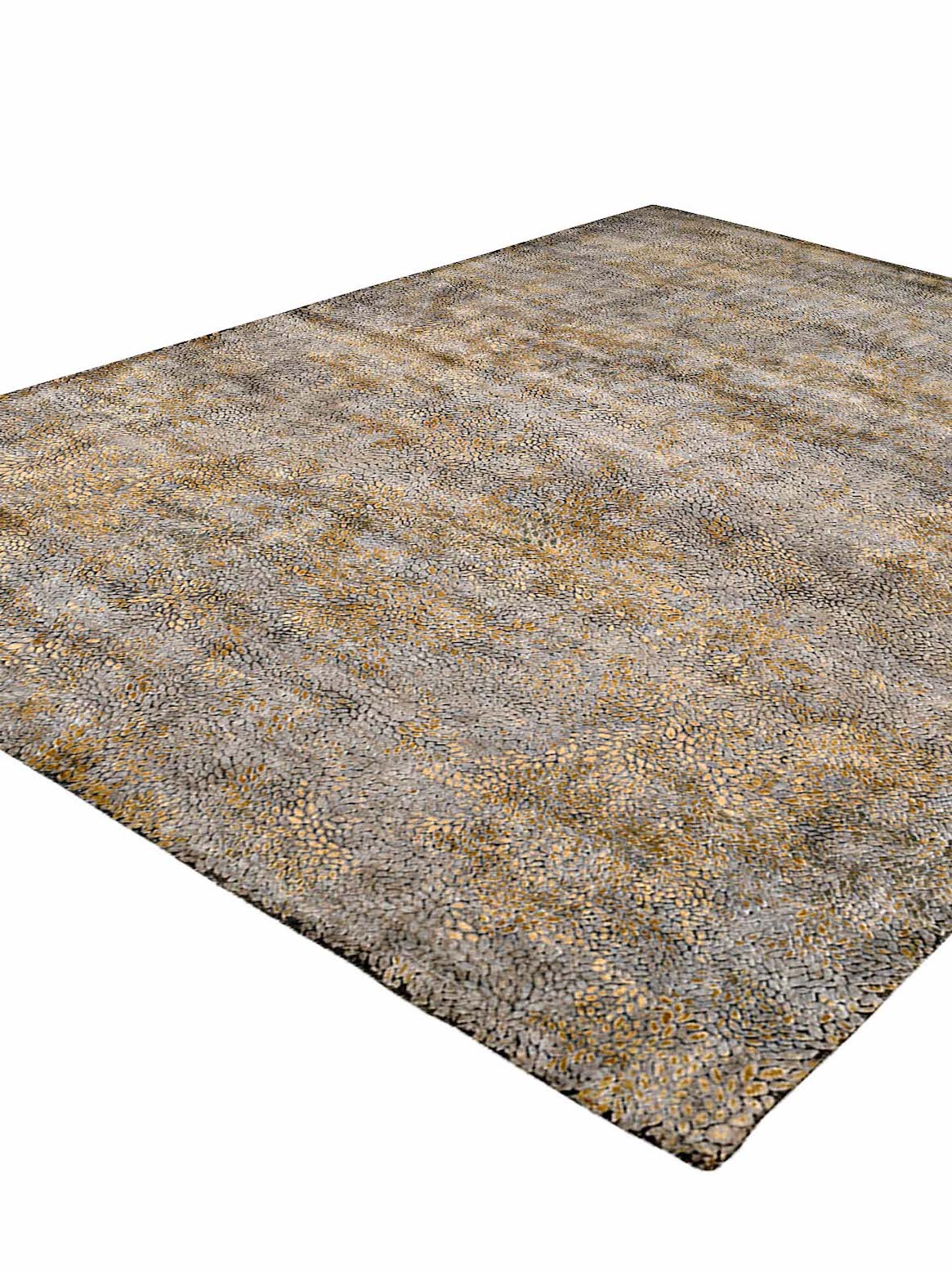 Luxury hand knotted carpet made from Wool & Bamboo Silk in gold color and 5'6" x 8' size