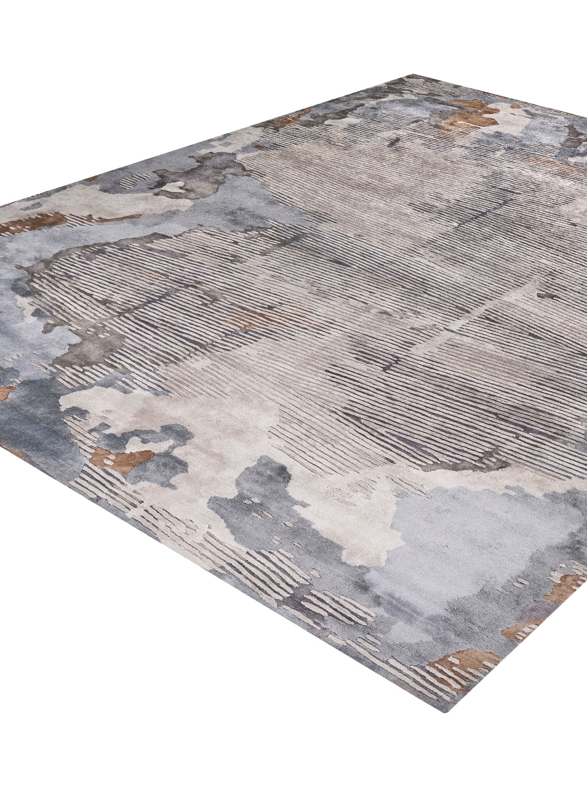 Luxury hand tufted carpet made from 100% Bamboo Silk in blue grey color and 3' x 5' size