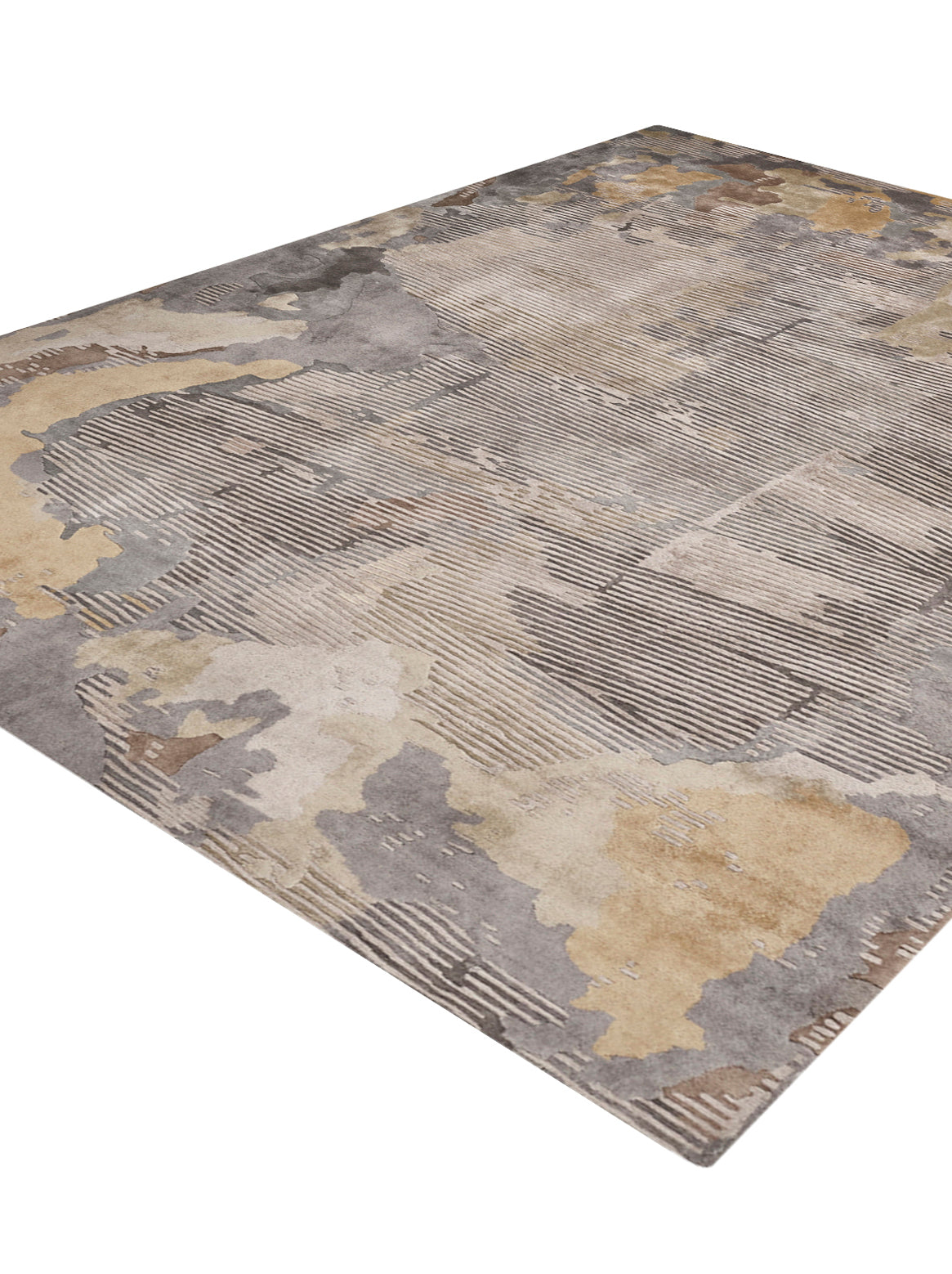 Luxury hand tufted carpet made from 100% Bamboo Silk in gold grey color and 3' x 5' size