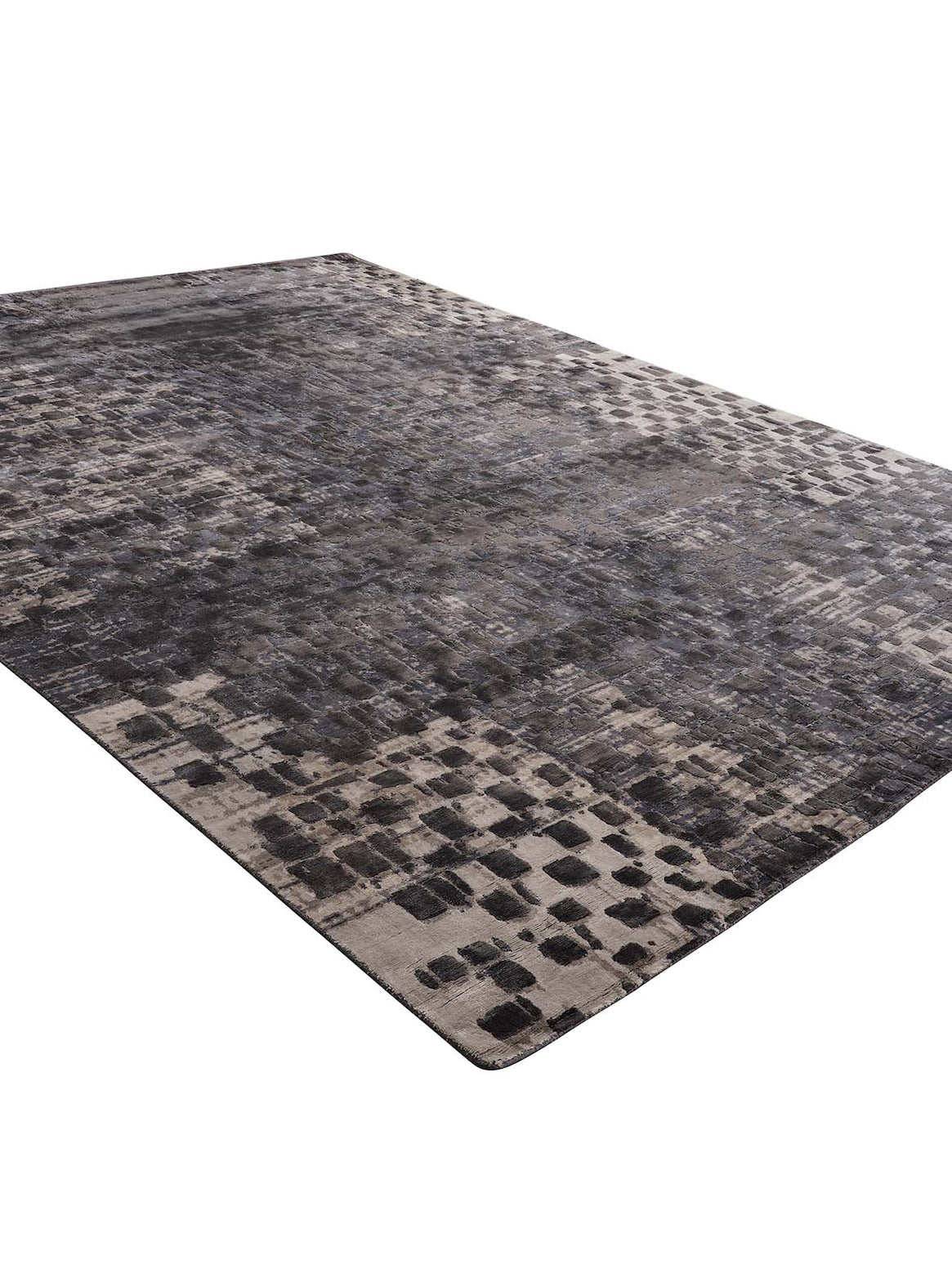 Luxury hand knotted carpet made from Botanical Silk in black & white color and 5'6" x 8' size