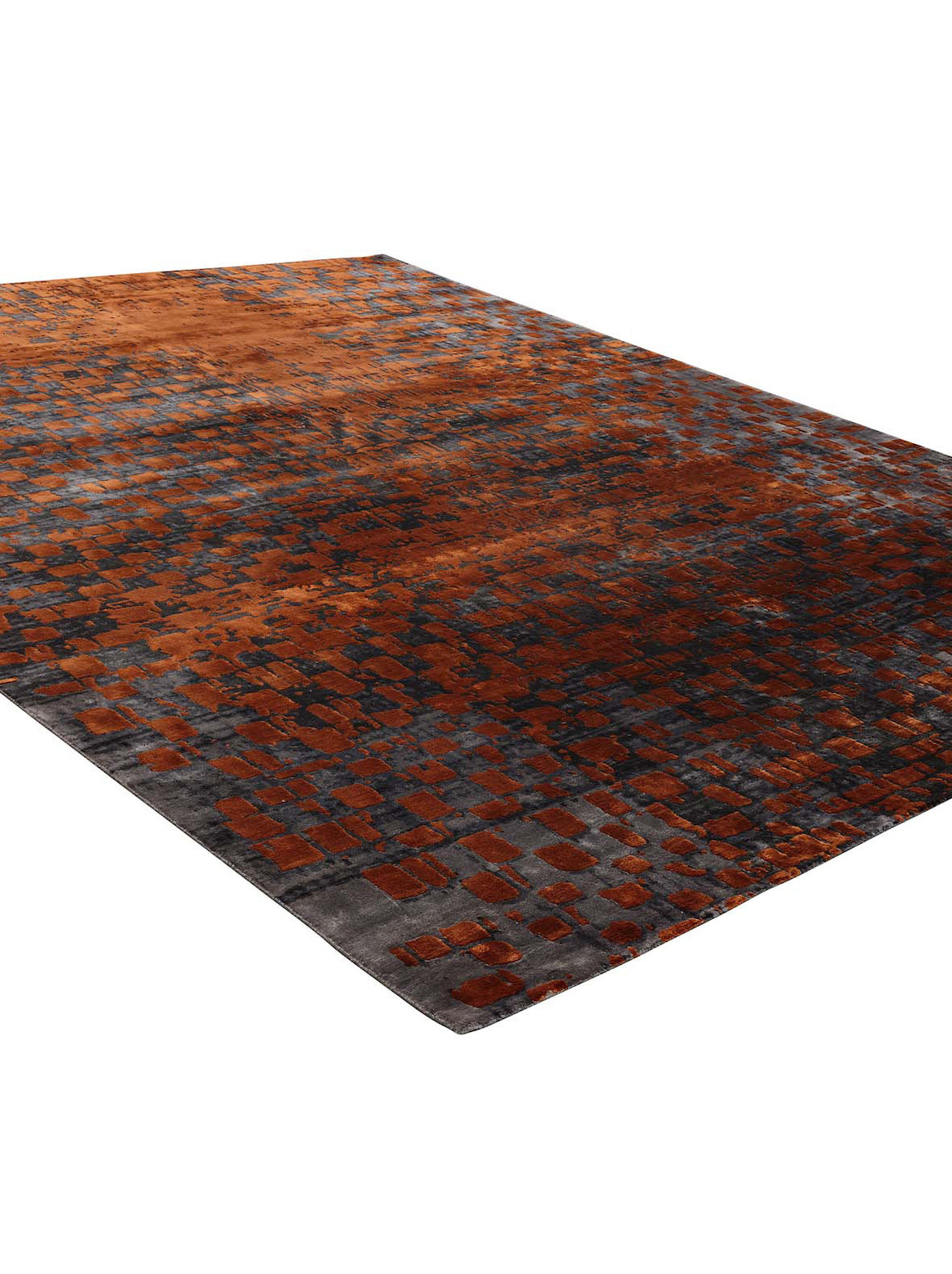 Luxury hand knotted carpet made from Botanical Silk in rust color and 5'6" x 8' size
