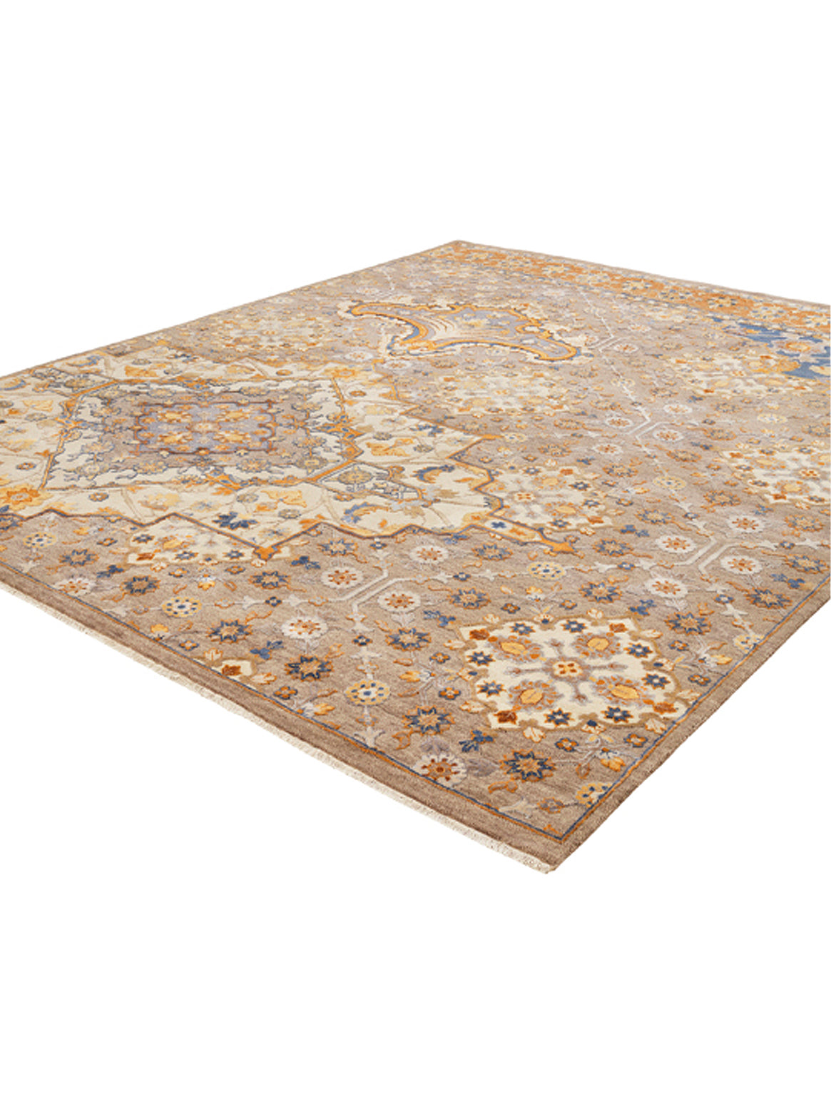 Luxury hand knotted carpet made from Wool & Botanical Silk in charcoal rust color and 5'6" x 8' size