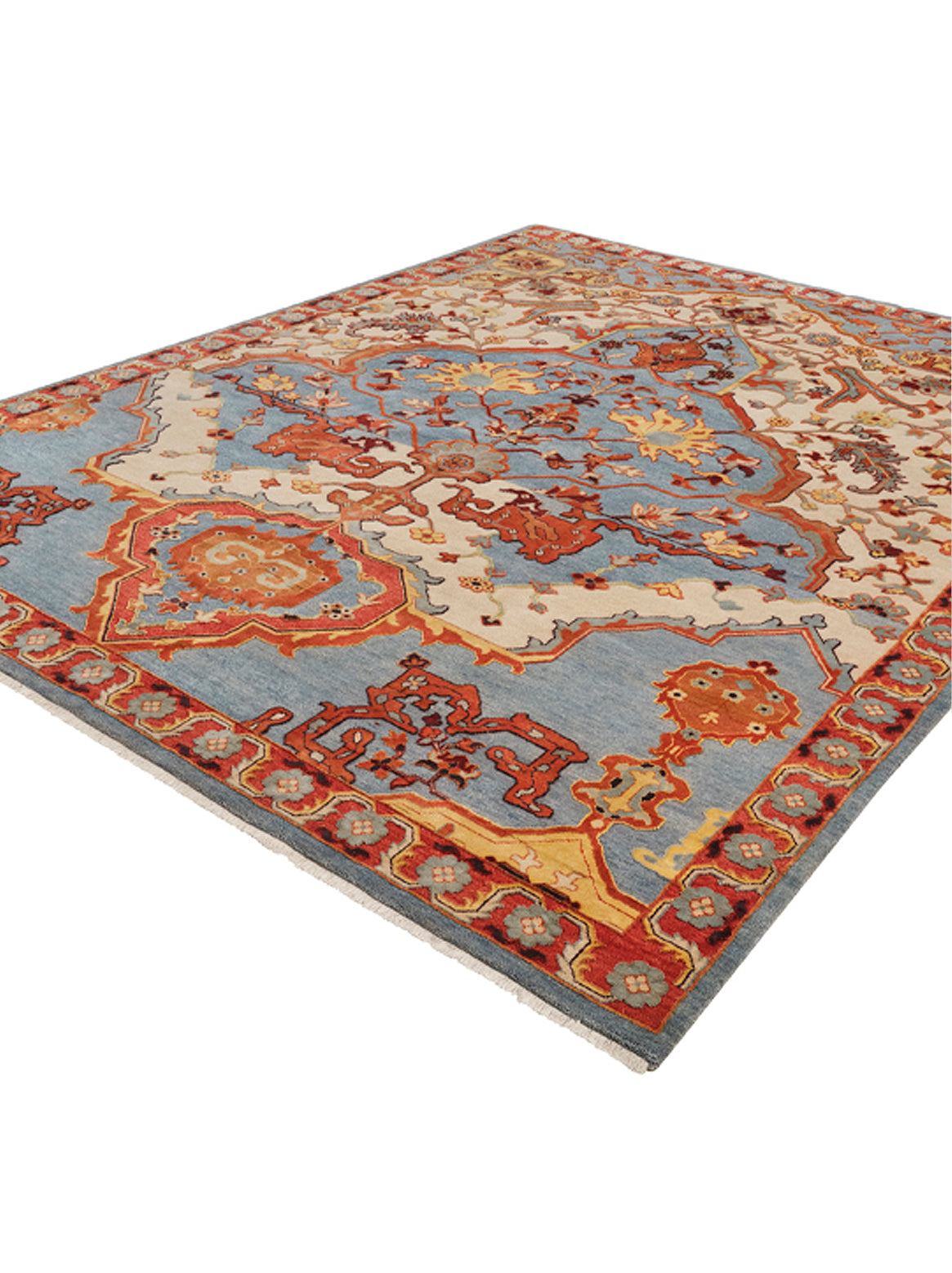 Luxury hand knotted carpet made from Wool & Botanical Silk in multi color and 5'6" x 8' size