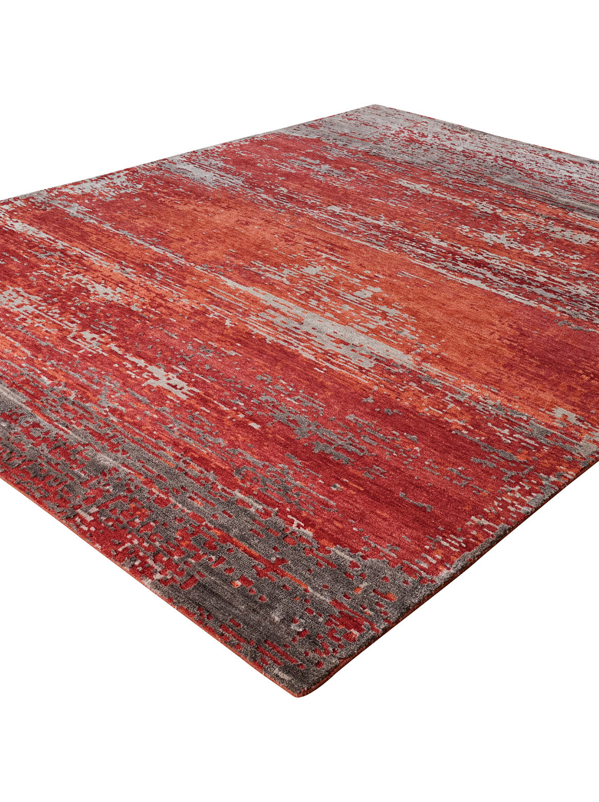 Luxury hand knotted carpet made from Modern in red color and 8' x 10' size
