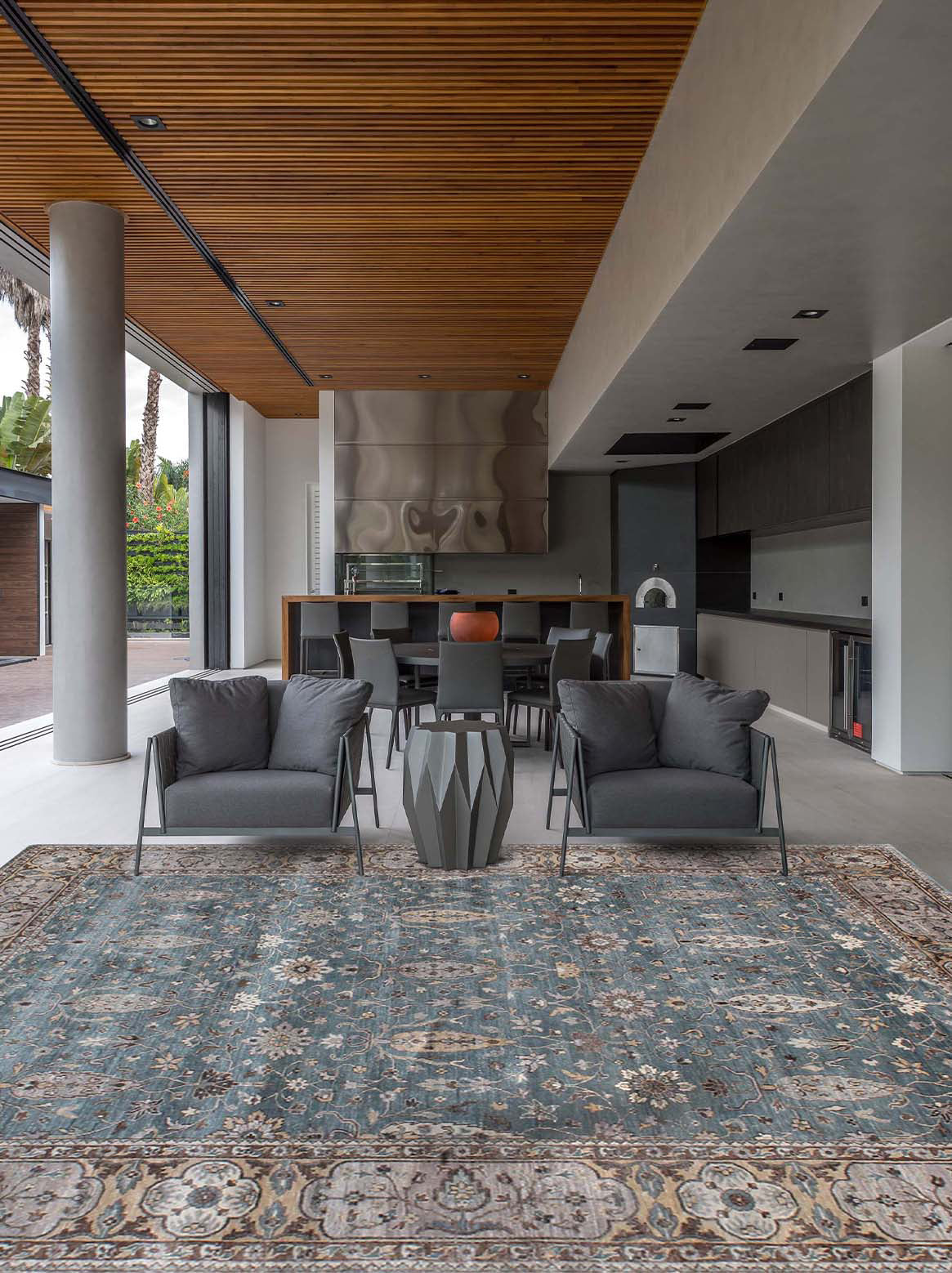 Luxury carpet in Light Blue & Brown color and 8' x 10' size