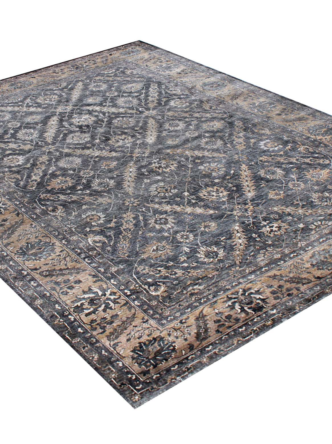 Luxury hand knotted carpet made from 100% Bamboo Silk in grey color and 5'6" x 8' size