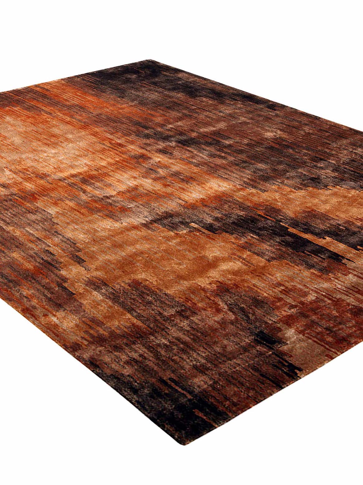 Luxury hand tufted carpet made from Botanical Silk in rust color and 3' x 5' size