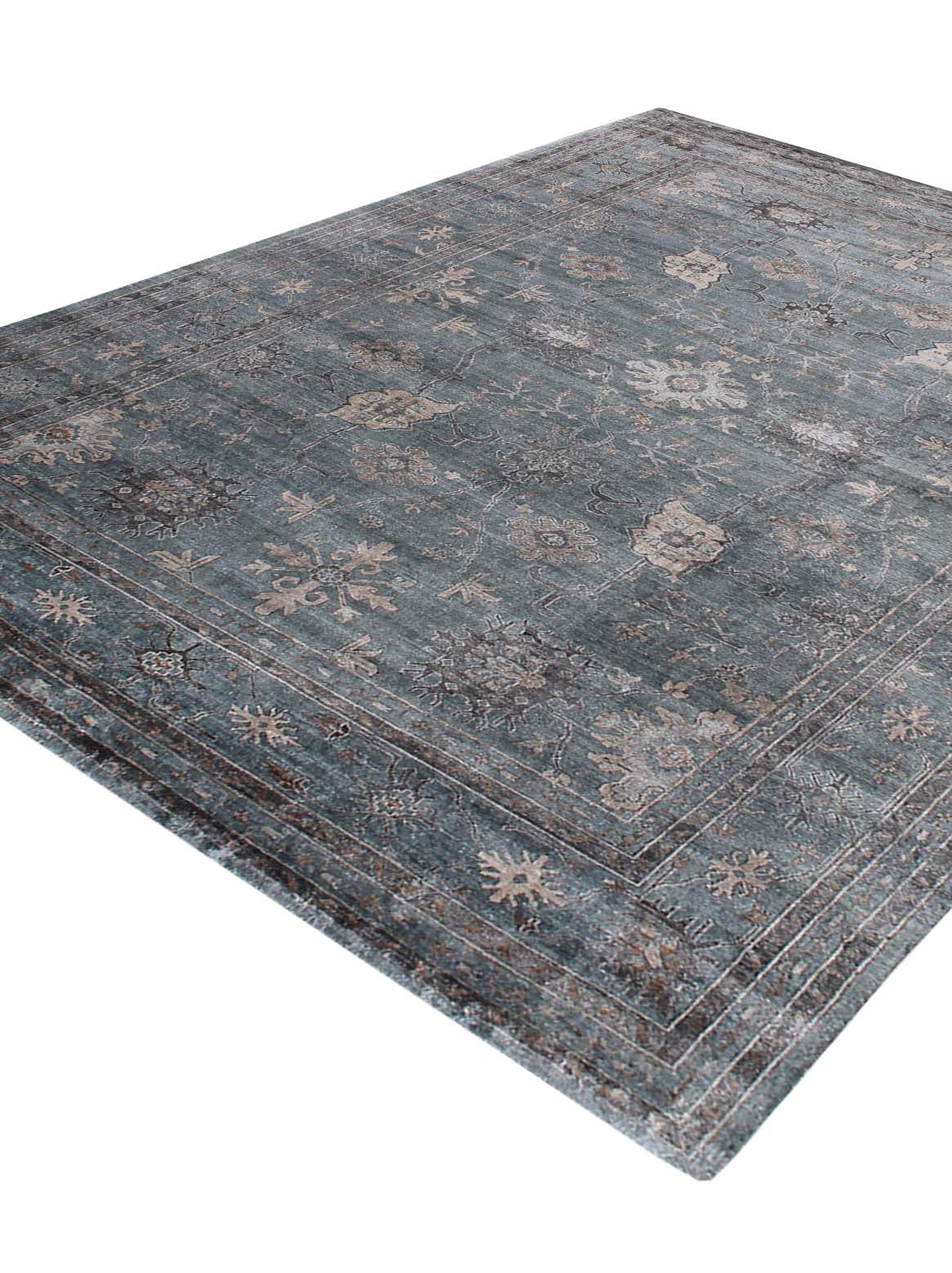 Luxury hand knotted carpet made from 100% Bamboo Silk in gold color and 5'6" x 8' size