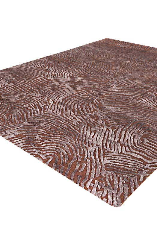 Luxury hand knotted carpet made from Wool & Bamboo Silk in choco brown color and 5'6" x 8' size