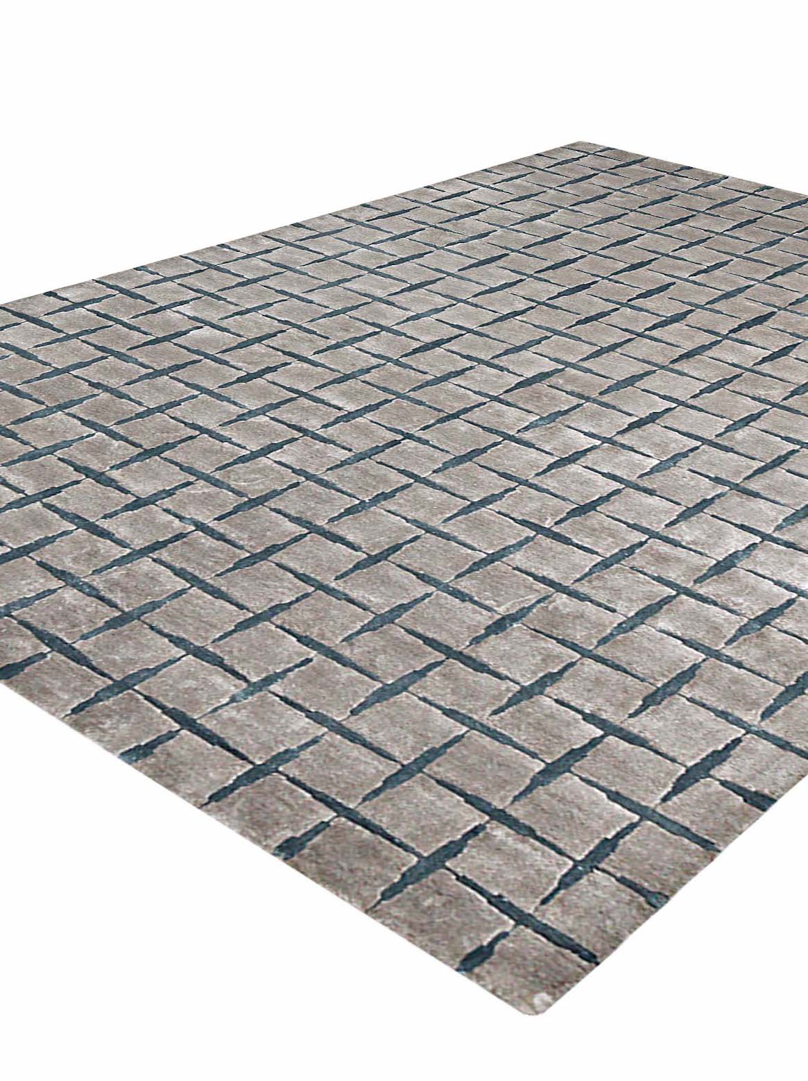 Luxury hand tufted carpet made from Botanical Silk in slate blue color and 3' x 5' size