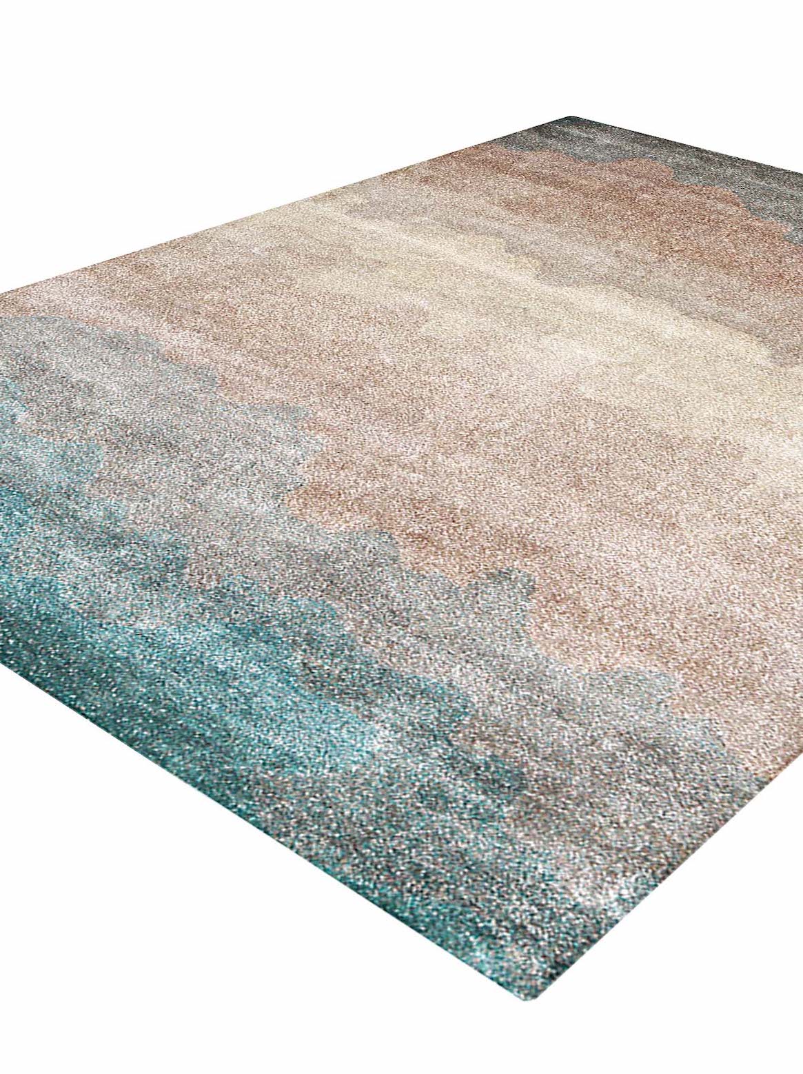 Luxury hand tufted carpet made from 100% Botanical Silk in blue color and 3' x 5' size