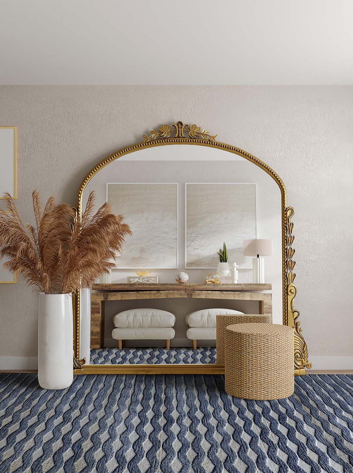 Luxury carpet in Blue color and 4'6" x 6'6" size