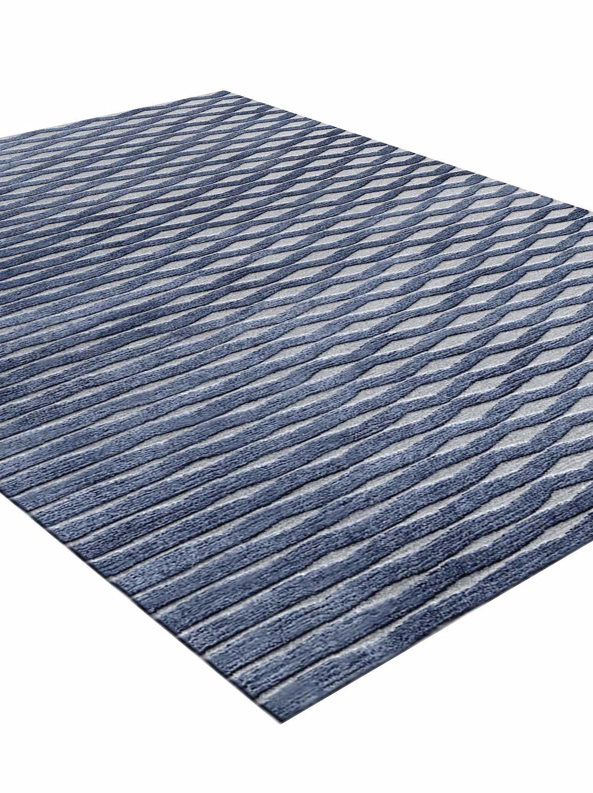 Luxury hand tufted carpet made from Wool & Botanical Silk in blue color and 3' x 5' size