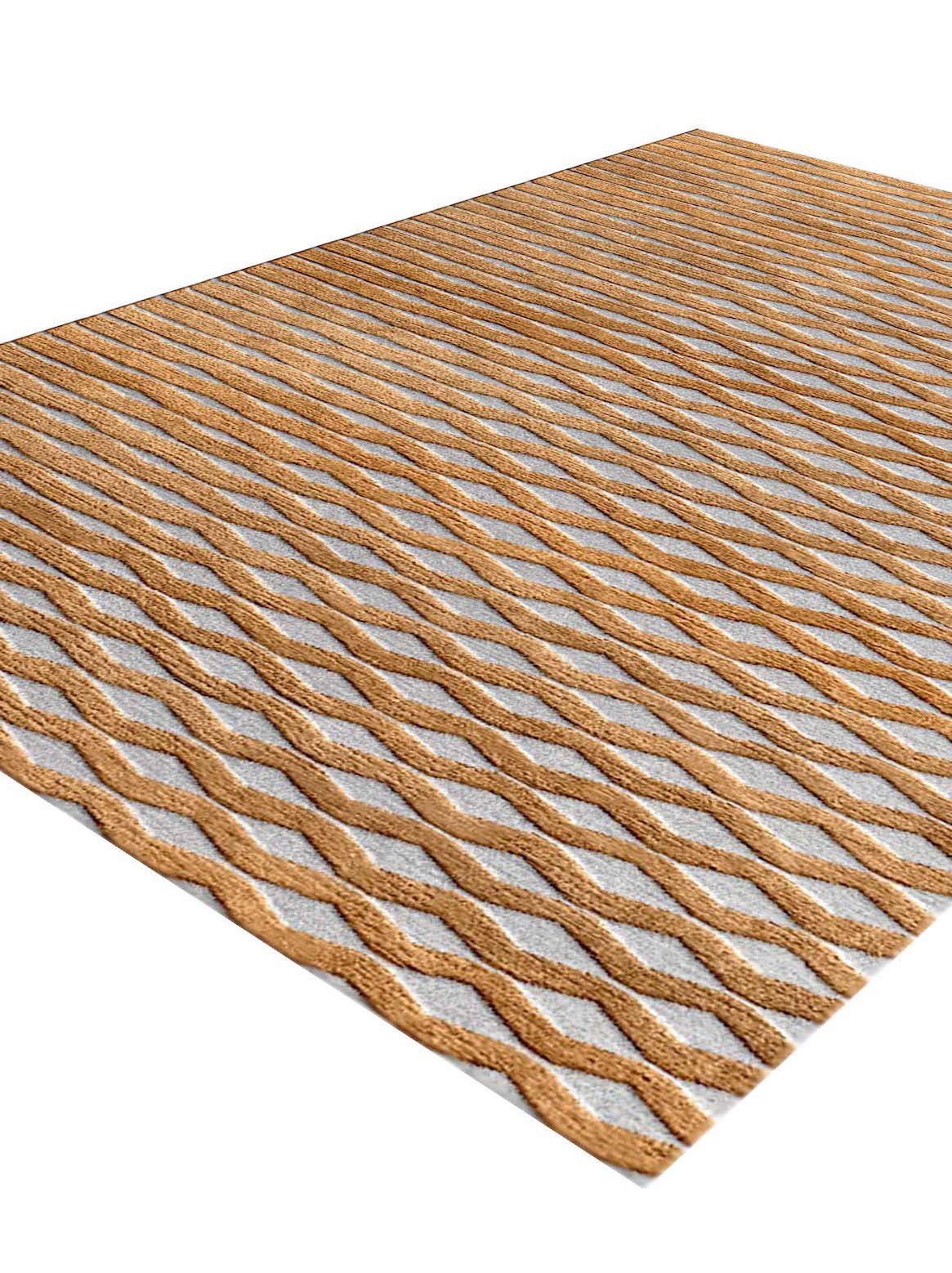 Luxury hand tufted carpet made from Wool & Botanical Silk in rust color and 3' x 5' size