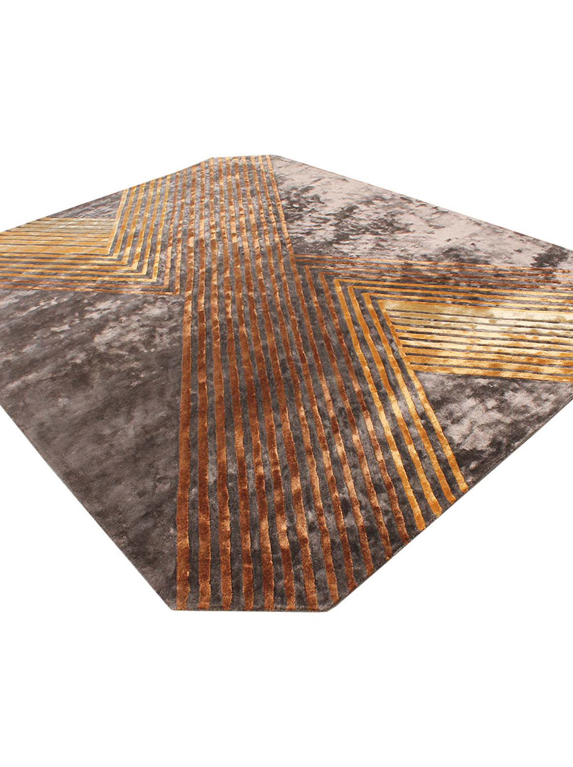 Luxury hand tufted carpet made from 100% Botanical Silk in bronze color and 8' x 10' size