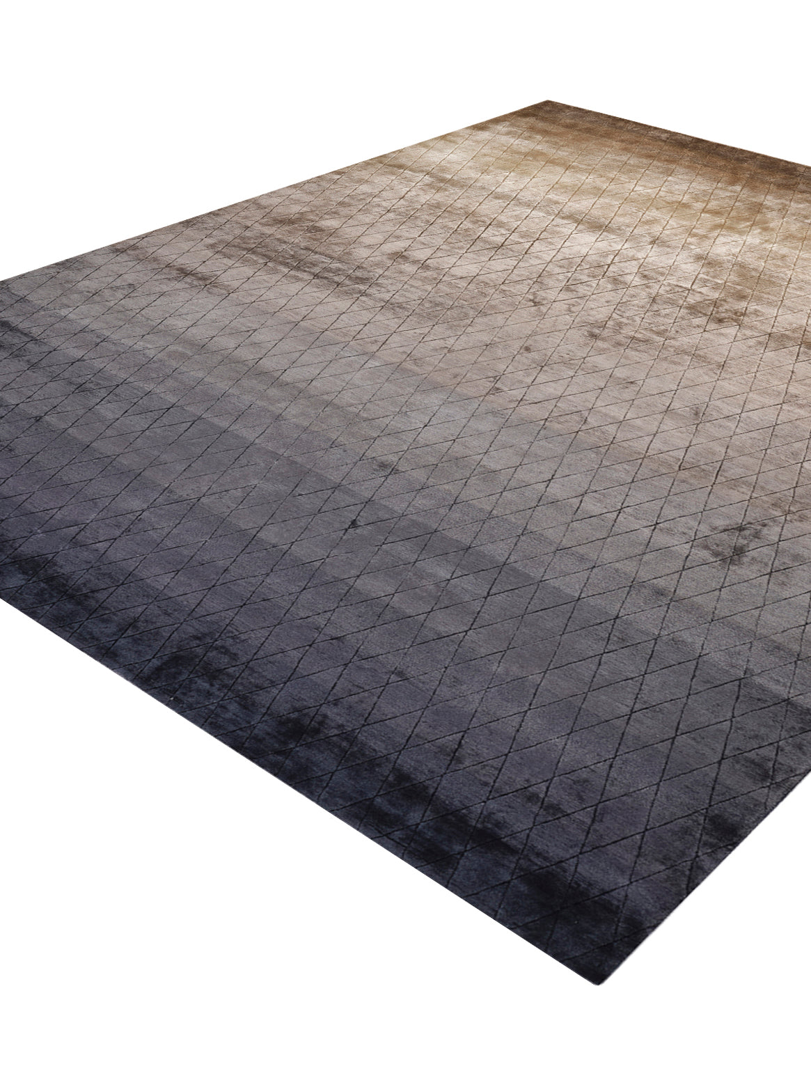 Luxury hand knotted carpet made from 100% Botanical Silk in blue color and 5'6" x 8' size