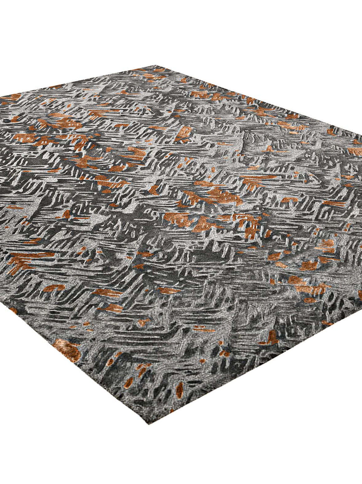 Luxury hand tufted carpet made from 100% Botanical Silk in charcoal rust color and 3' x 5' size