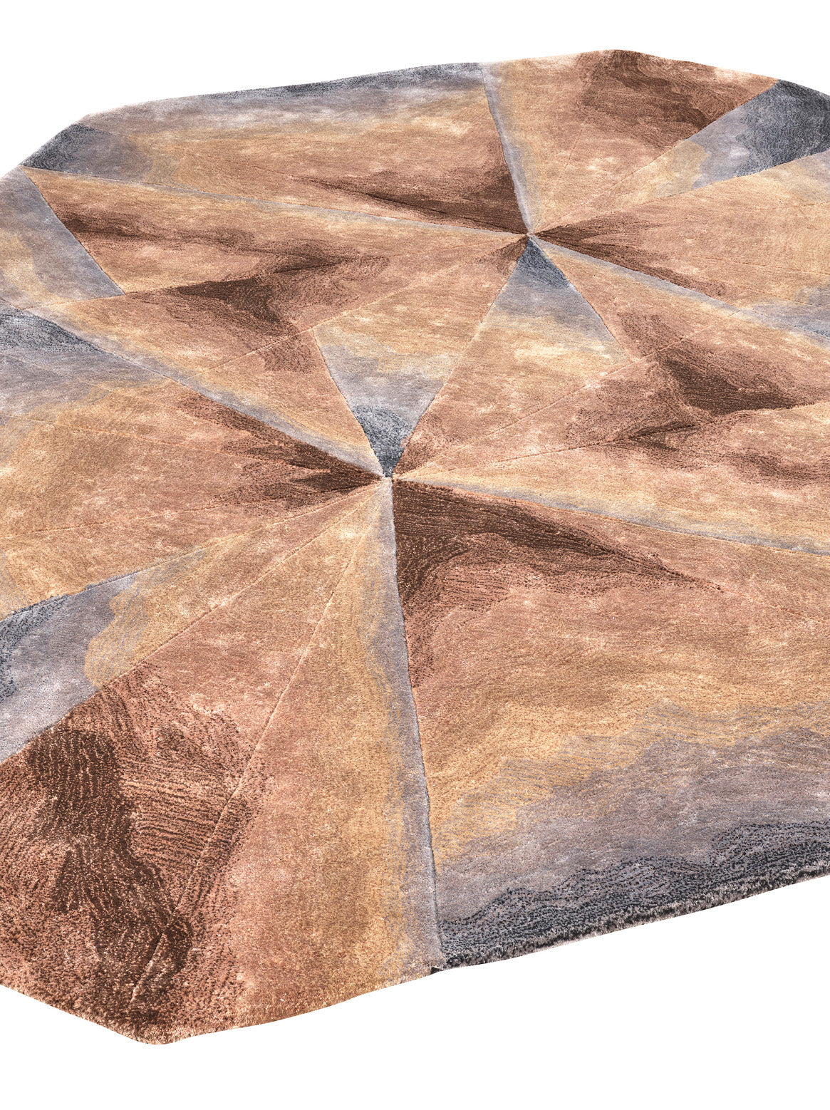 Luxury hand tufted carpet made from Botanical Silk in old rose color and 6' x 8'9" size