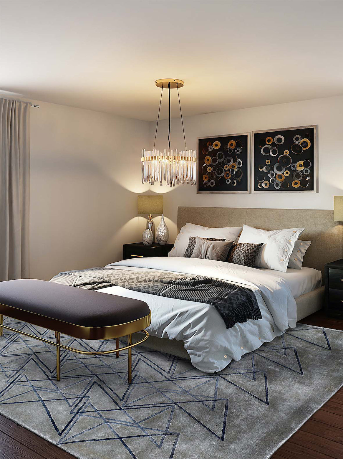 Luxury carpet in Grey Blue color and 6' x 9' size