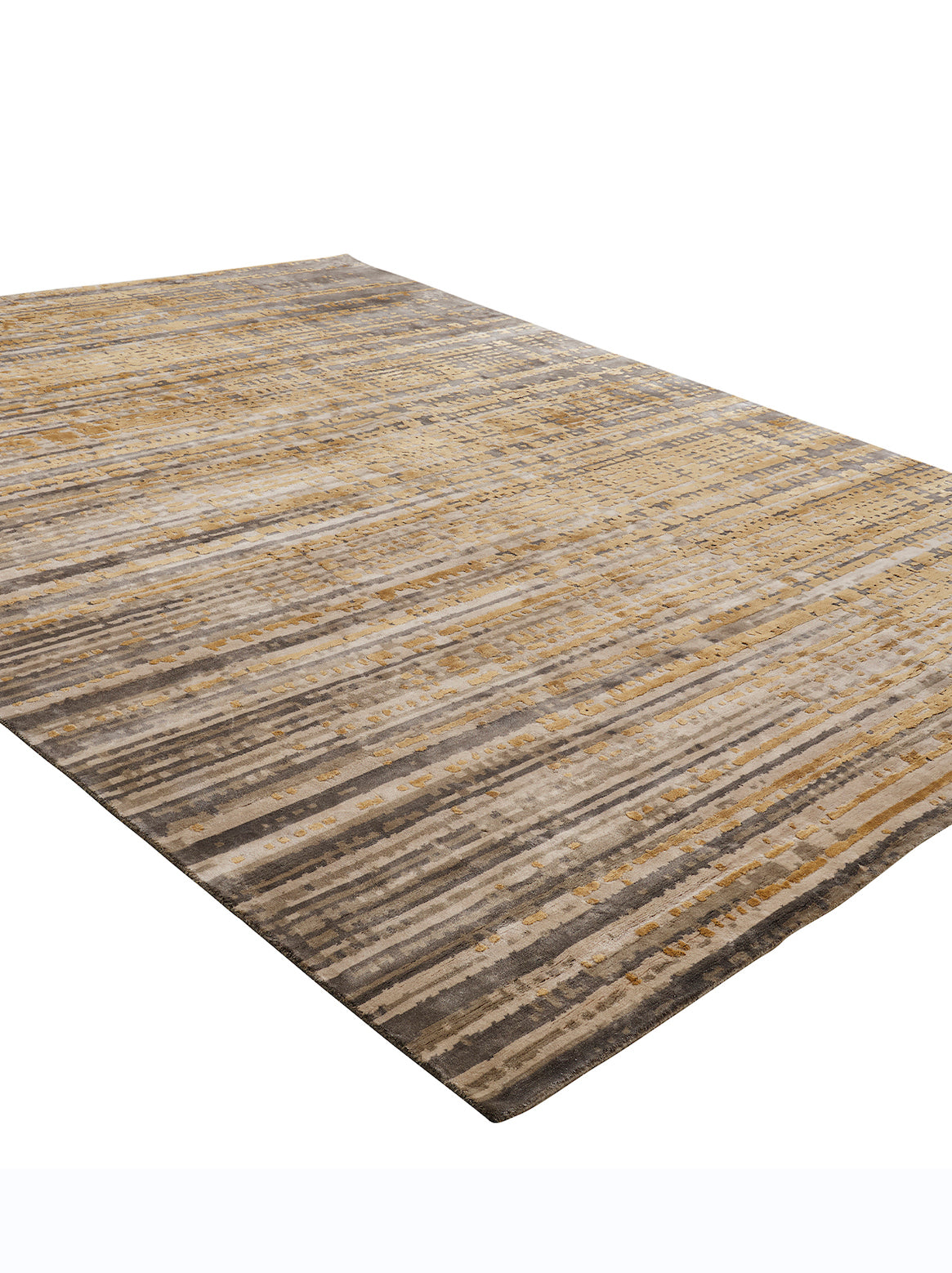 Luxury hand knotted carpet made from Botanical Silk in gold color and 5'6" x 8' size
