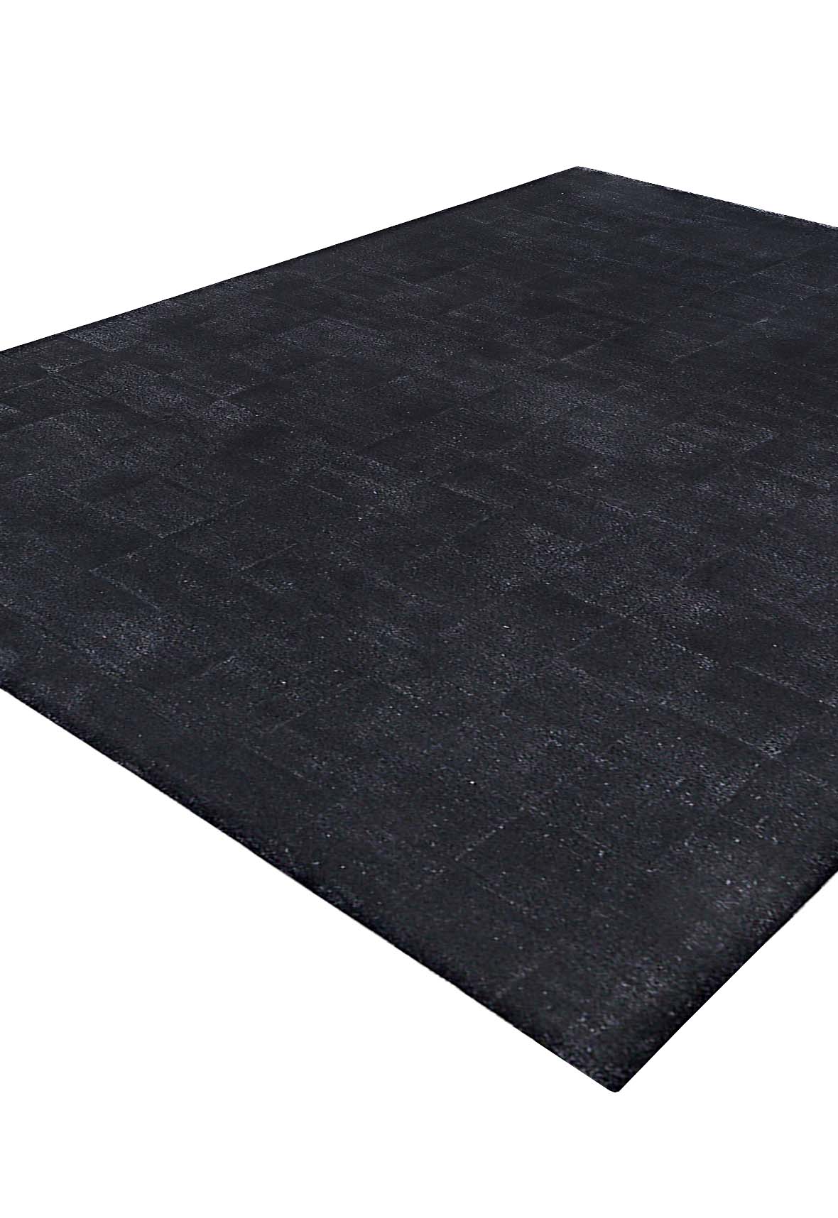 Luxury hand tufted carpet made from Wool & Botanical Silk in black color and 4'6" x 6'6" size
