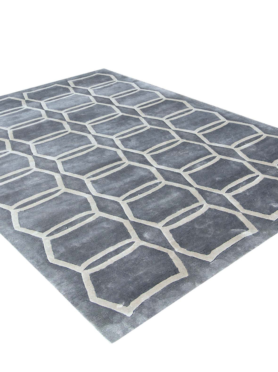 Luxury hand tufted carpet made from 100% Bamboo Silk in taupe grey color and 4'6" x 6'6" size