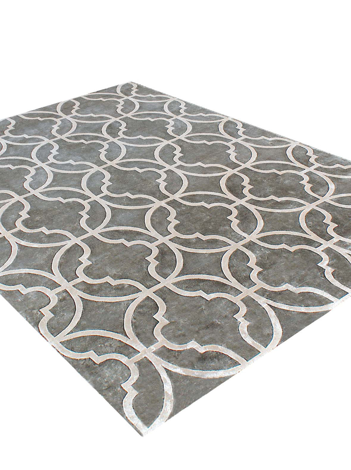 Luxury hand knotted carpet made from Botanical Silk in taupe color and 5'6" x 8' size