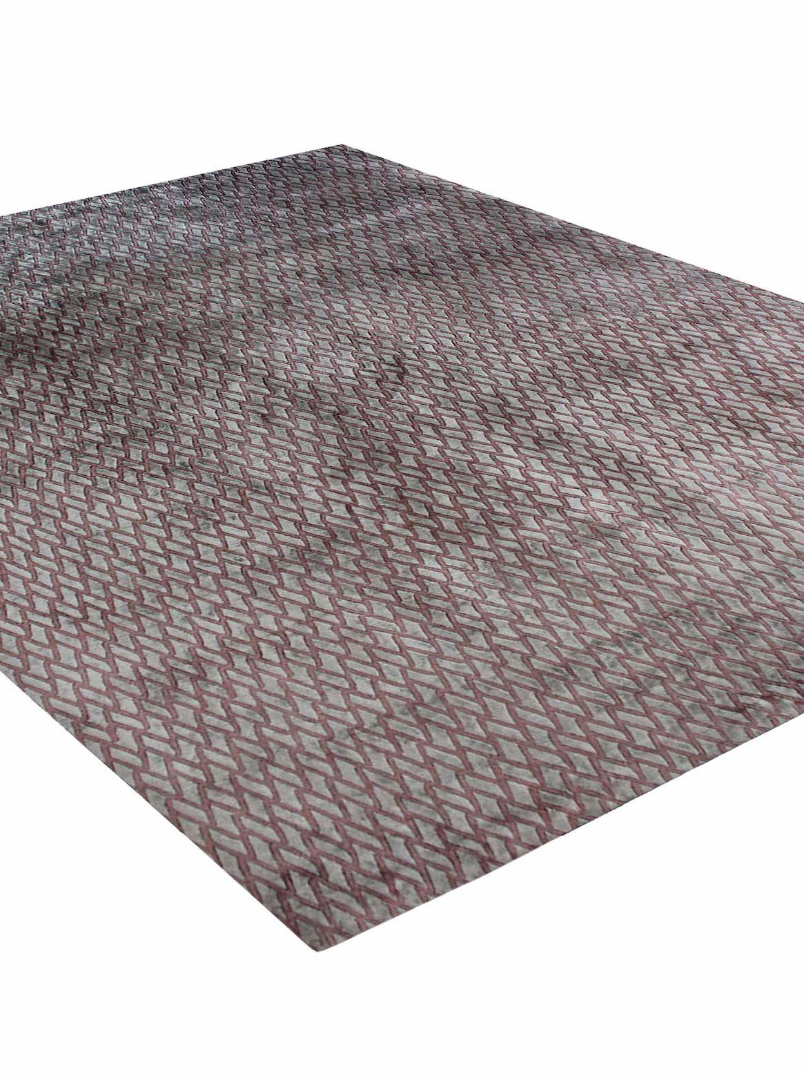 Luxury hand knotted carpet made from Botanical Silk in grey mauve color and 5'6" x 8' size