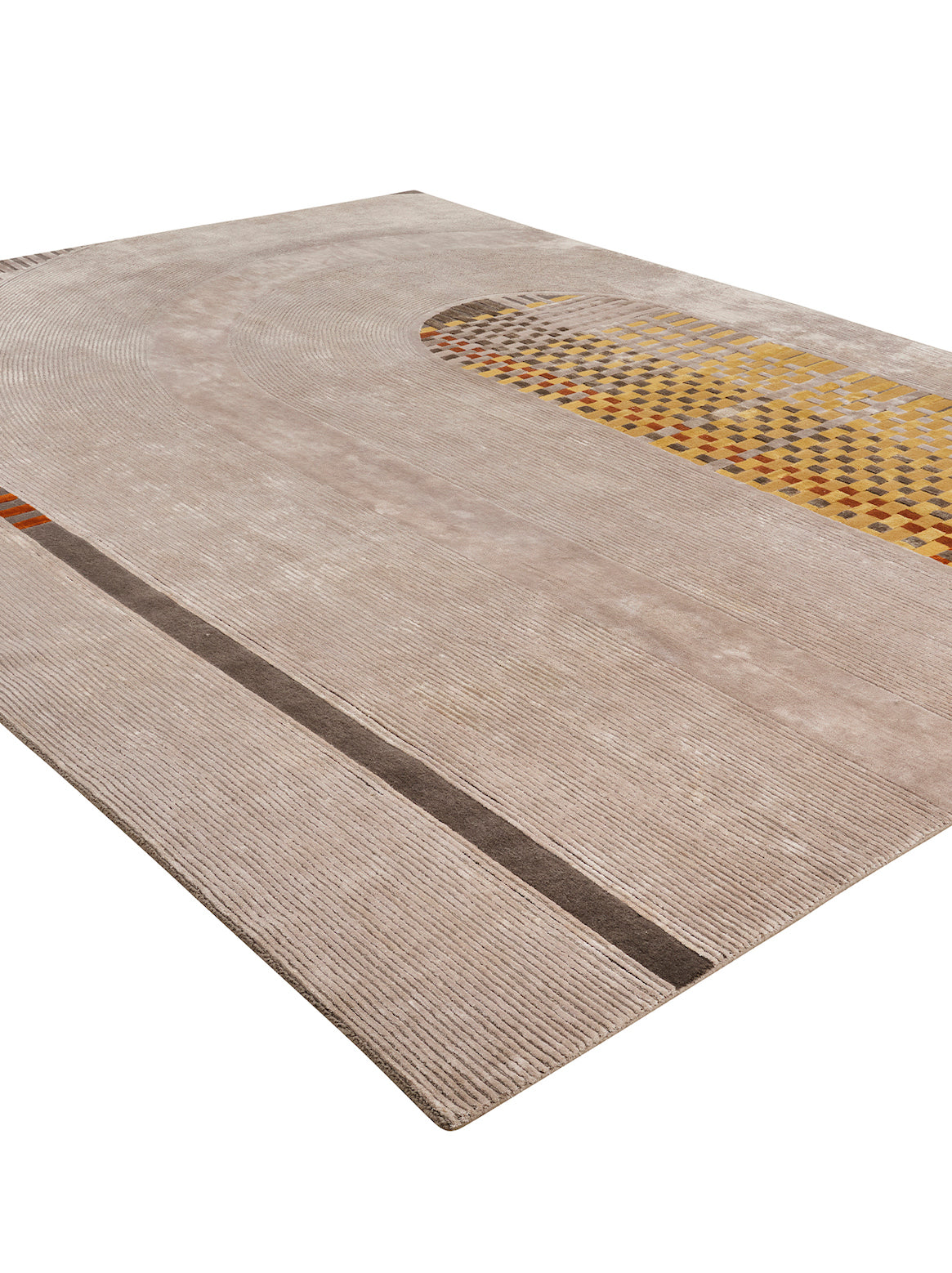 Luxury hand knotted carpet made from Wool & Botanical Silk in rust color and 5'6" x 8' size