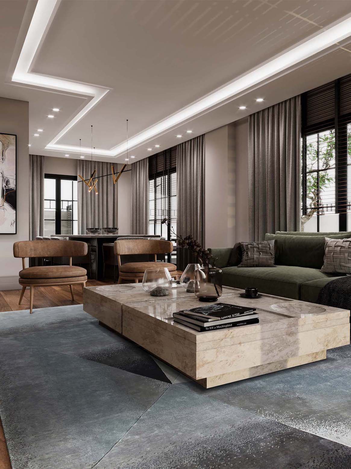 Luxury carpet in Taupe color and 6' x 9' size