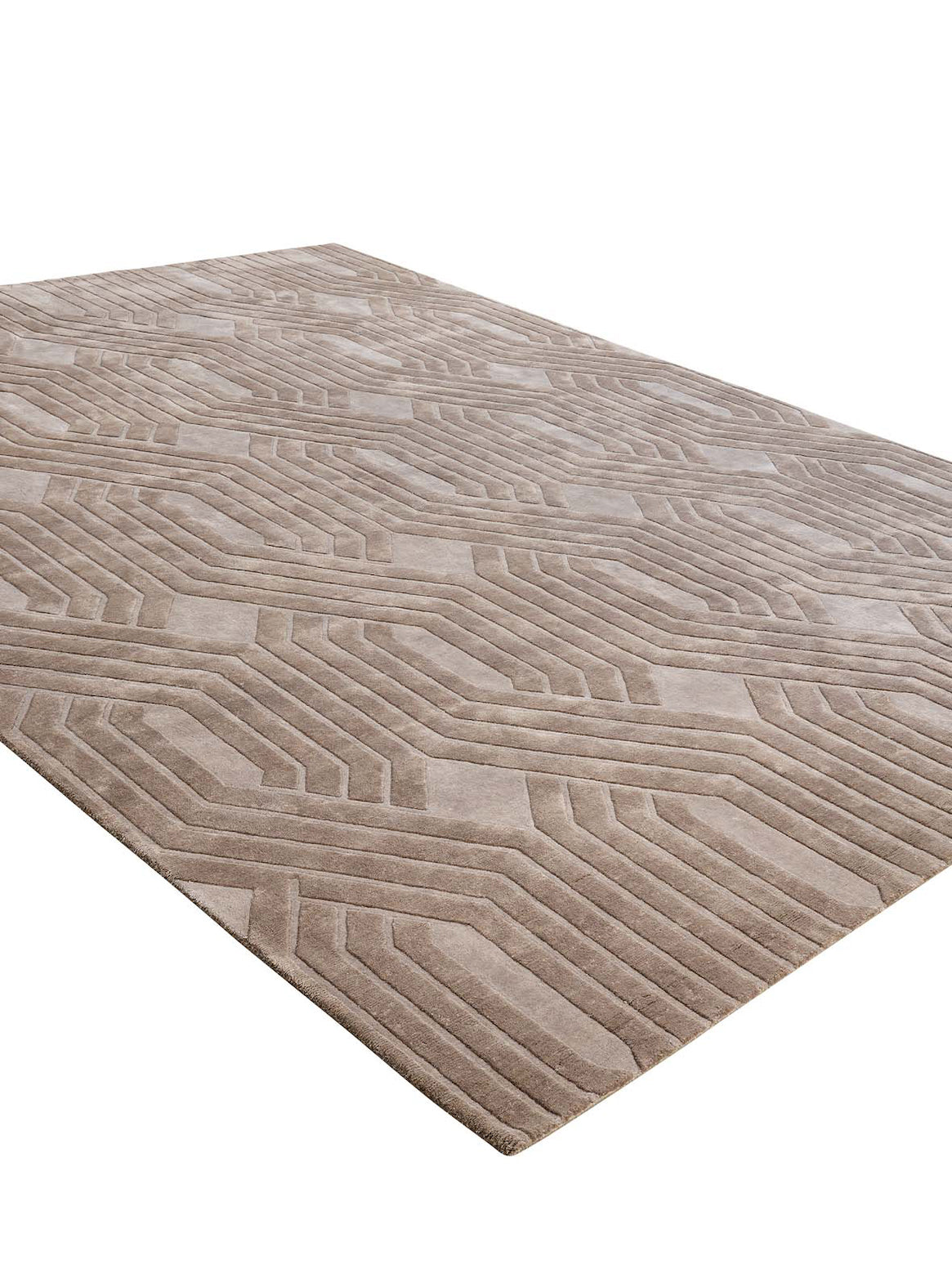 Luxury hand knotted carpet made from Botanical Silk in beige color and 5'6" x 8' size