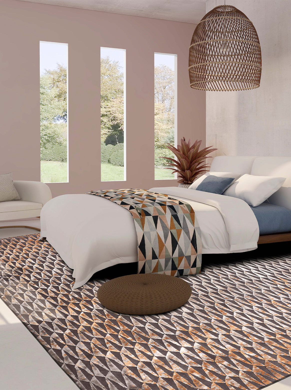 Luxury carpet in Taupe Rust color and 6' x 9' size
