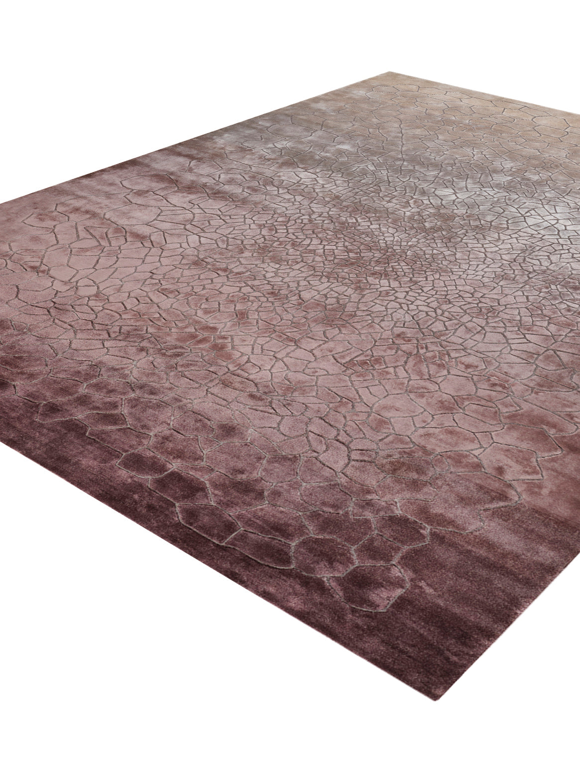 Luxury hand knotted carpet made from 100% Botanical Silk in plum color and 5'6" x 8' size