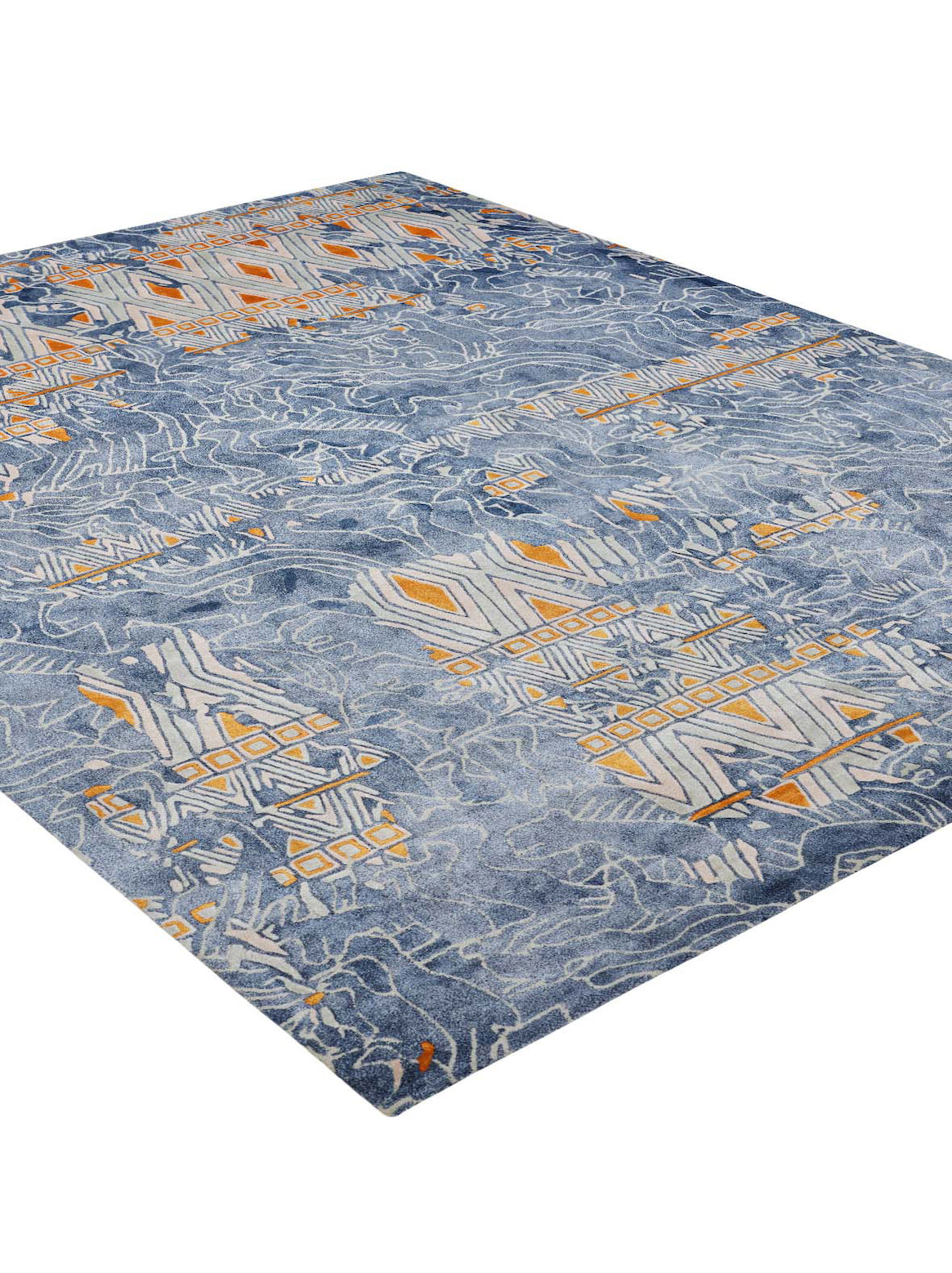Luxury hand tufted carpet made from 100% Botanical Silk in multi color and 8' x 10' size