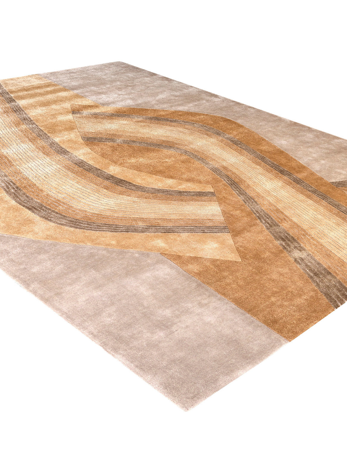 Luxury hand tufted carpet made from 100% Botanical Silk in gold color and 3' x 5' size