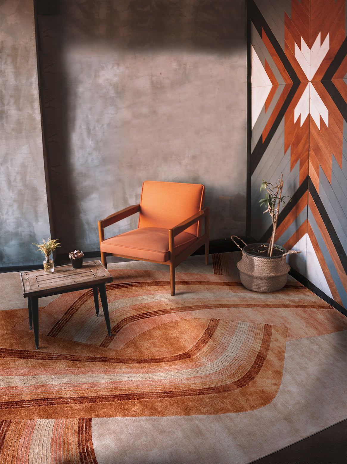 Luxury carpet in Rust color and 4'6" x 6'6" size