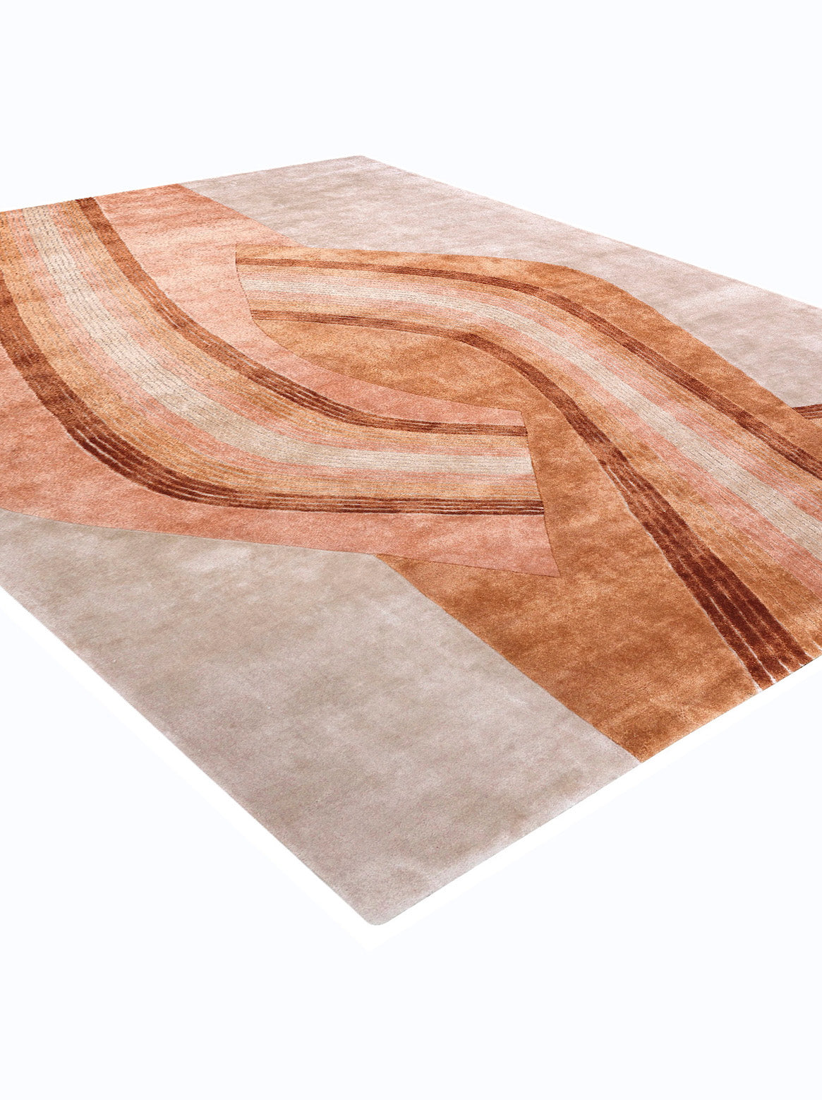 Luxury hand tufted carpet made from 100% Botanical Silk in rust color and 3' x 5' size