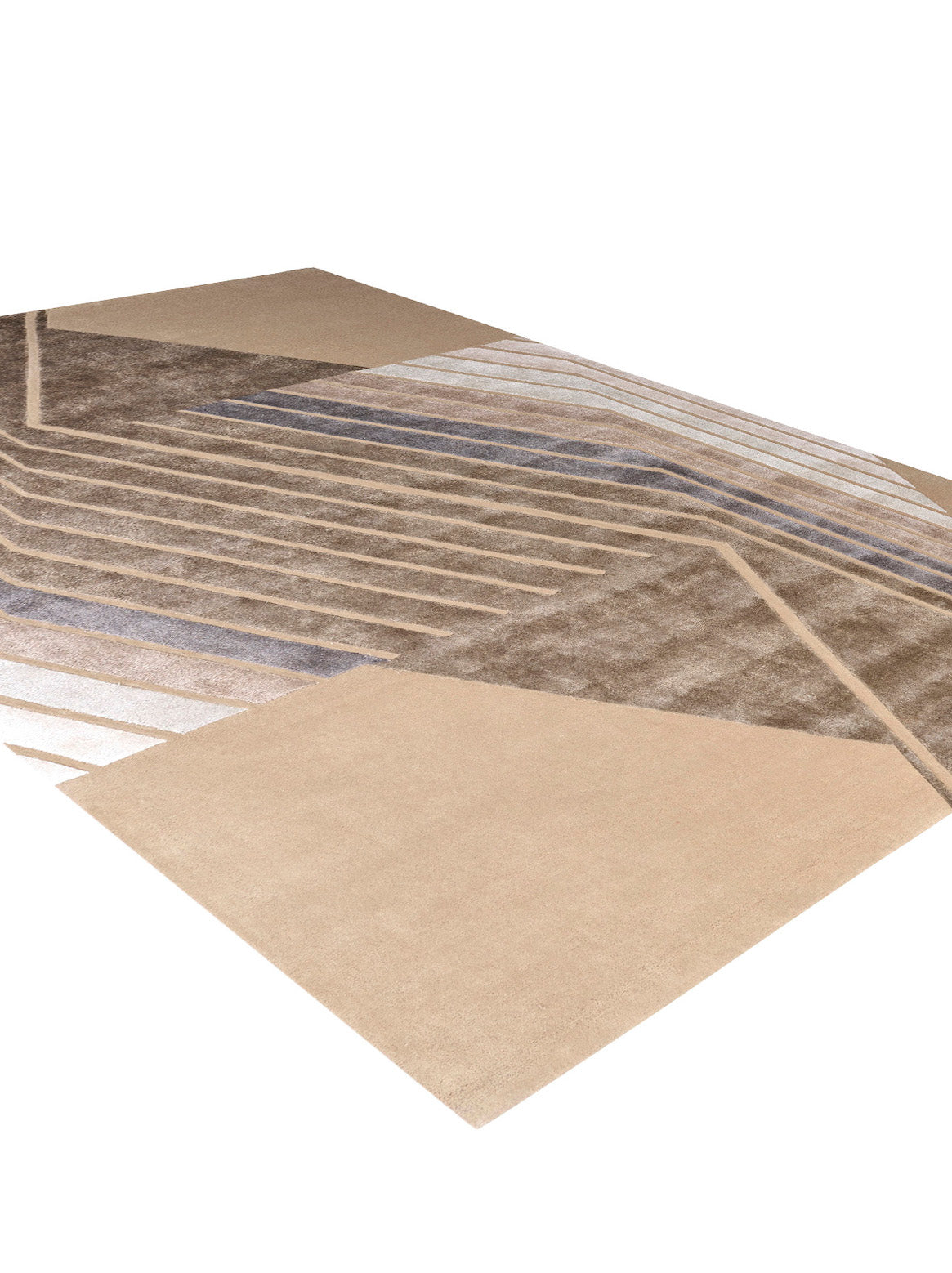Luxury hand tufted carpet made from Wool & Botanical Silk in taupe color and 3' x 5' size