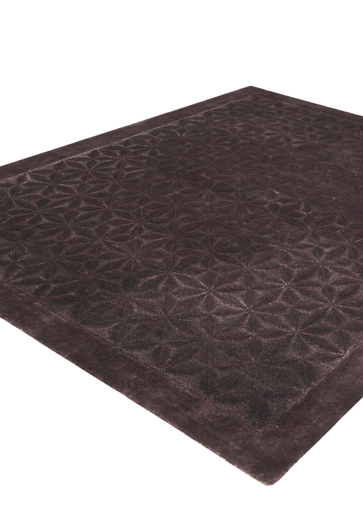 Luxury hand tufted carpet made from Wool & Botanical Silk in choco color and 4'6" x 6'6" size