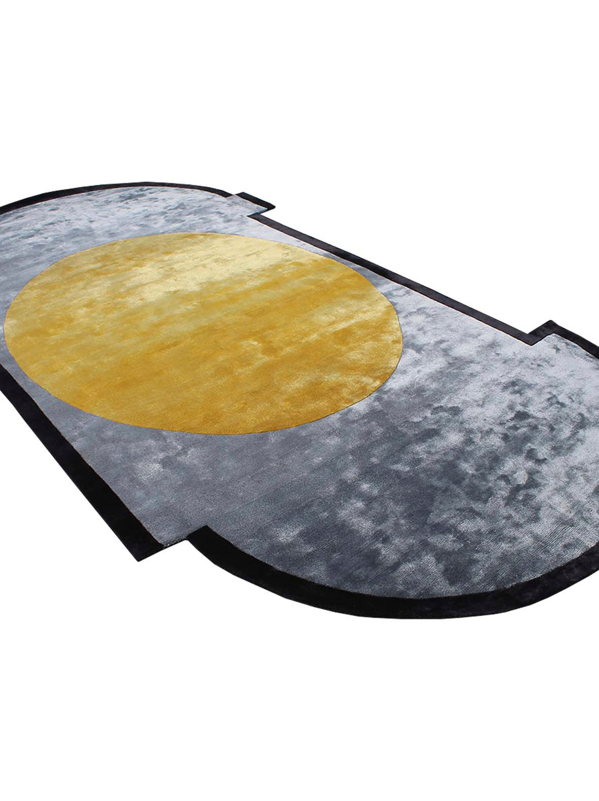 Luxury hand tufted carpet made from 100% Botanical Silk in grey amber color and 6' x 12' size