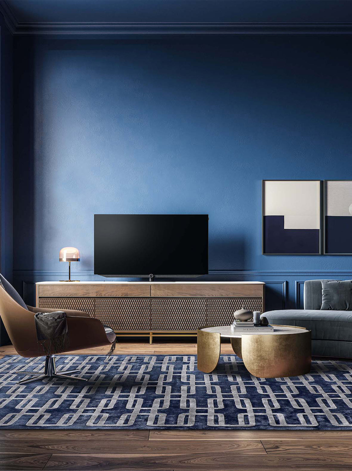 Luxury carpet in Blue color and 5'6" x 8' size