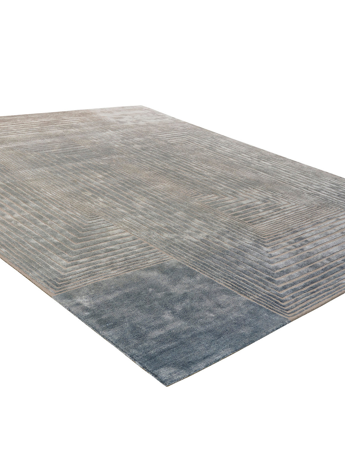 Luxury hand tufted carpet made from Wool & Botanical Silk in blue color and 3' x 5' size