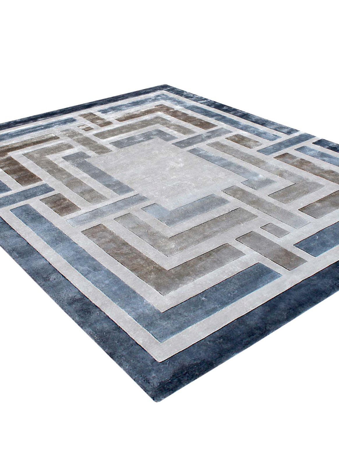 Luxury hand tufted carpet made from 100% Bamboo Silk in beige blue color and 4'6" x 6'6" size
