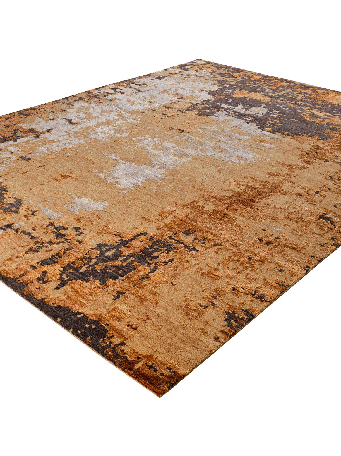 Luxury hand knotted carpet made from Modern in charcoal rust color and 8' x 10' size
