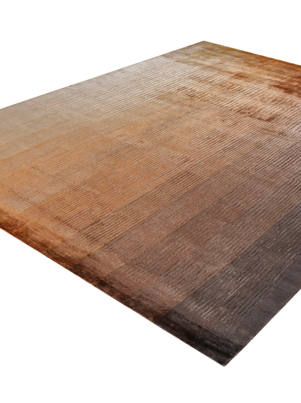 Luxury hand knotted carpet made from 100% Botanical Silk in rust color and 5'6" x 8' size