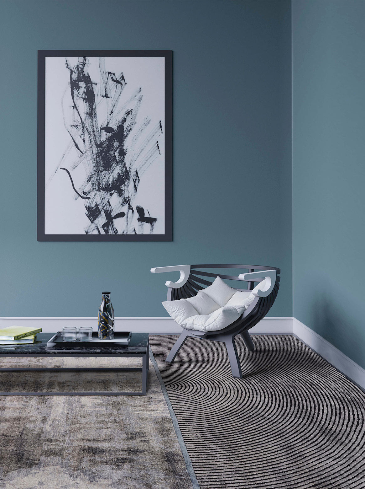 Luxury carpet in Blue color and 6' x 9' size