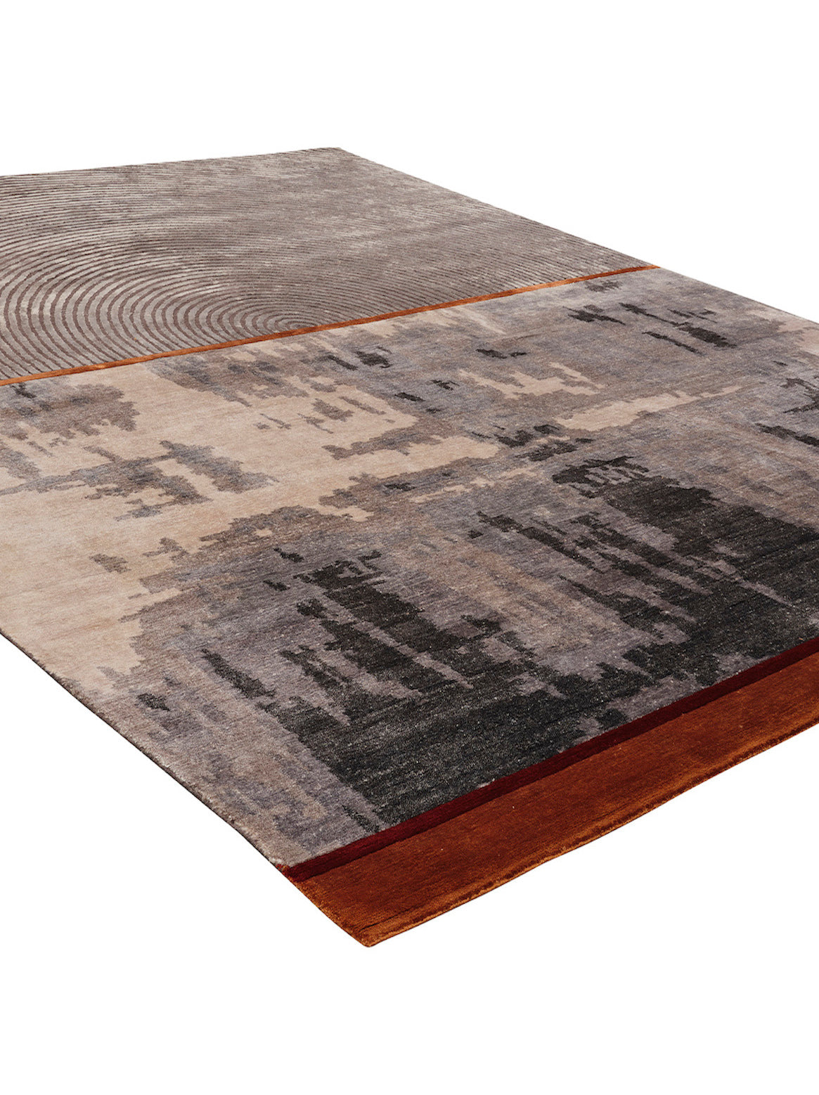 Luxury hand knotted carpet made from 100% Bamboo Silk in rust color and 5'6" x 8' size