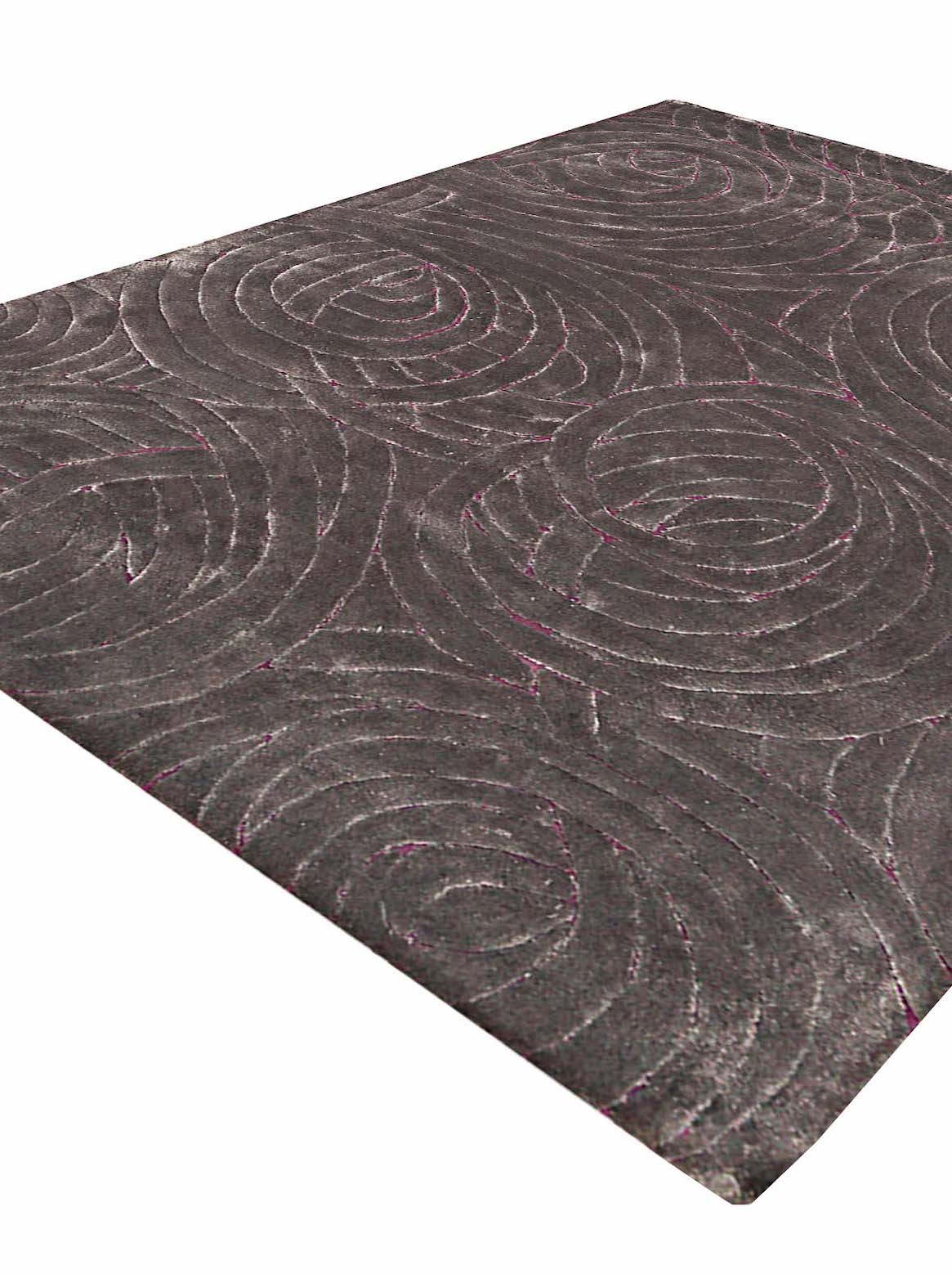 Luxury hand tufted carpet made from Wool & Botanical Silk in grey mauve color and 3' x 5' size